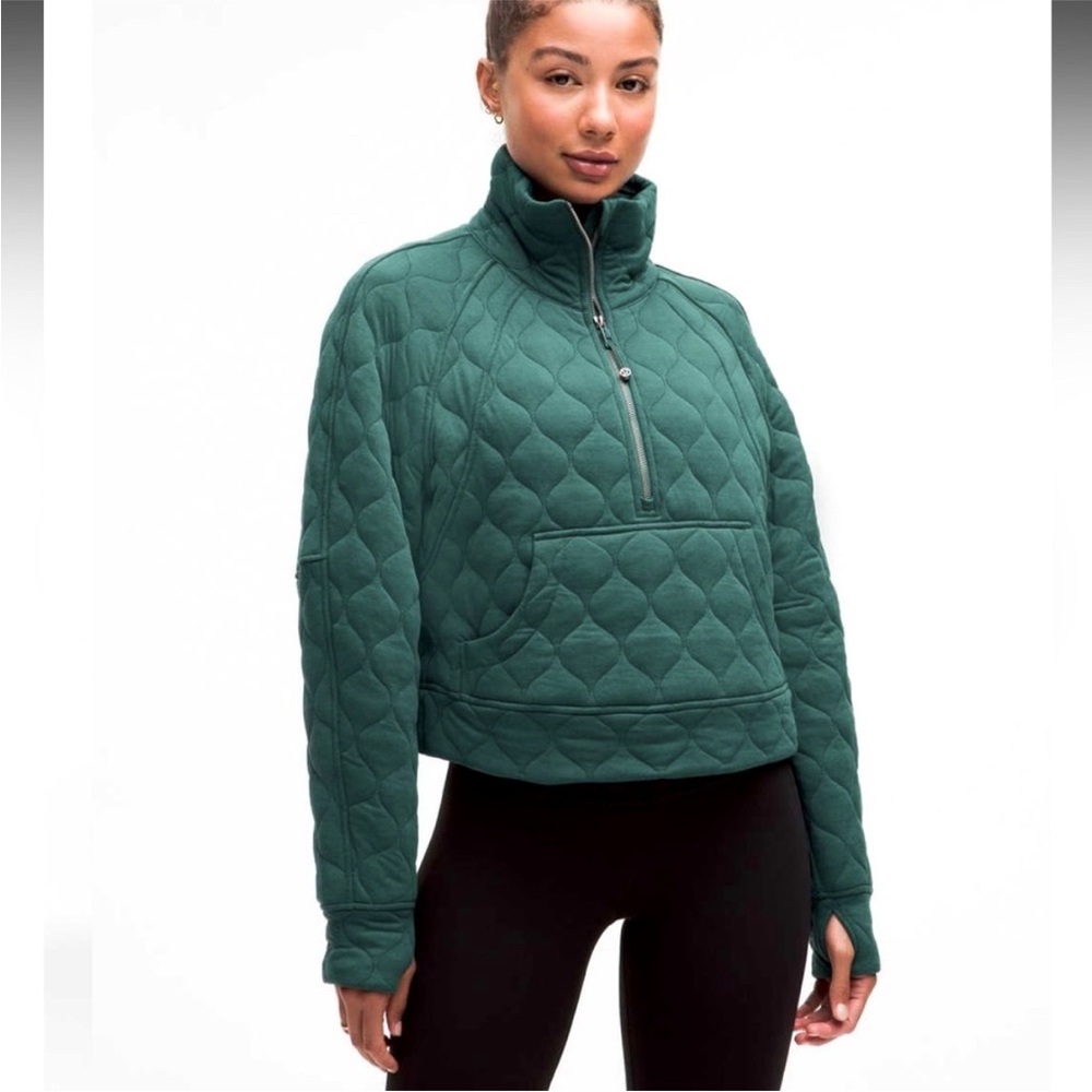 Rare Lululemon Scuba Oversized Quilted Half Zip Storm Teal XS/S $148